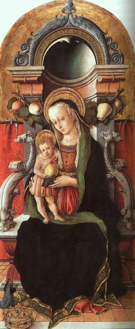 Carlo Crivelli: Madonna and Child Enthroned with a Donor -Madonna és a Gyermek akit trónra emeltek